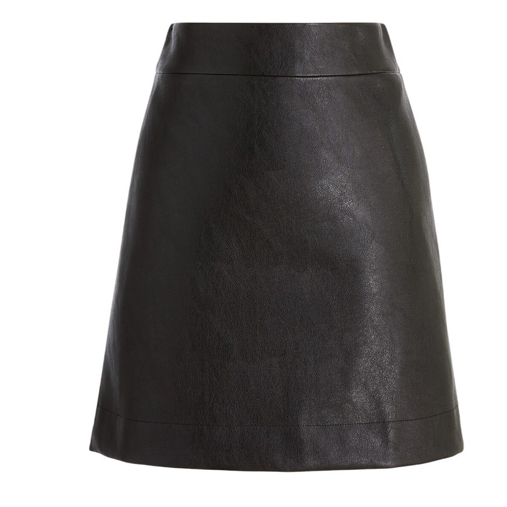 J. Crew A-Line Mini Skirt Women Size 20 Black Faux-Leather BC893 NWT